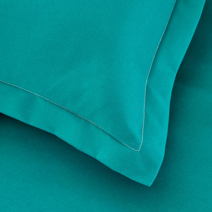 91家纺网 家纺一手货源 找家纺 贝拉梦 全活性芦荟棉纯色双拼四件套 纯色湖绿