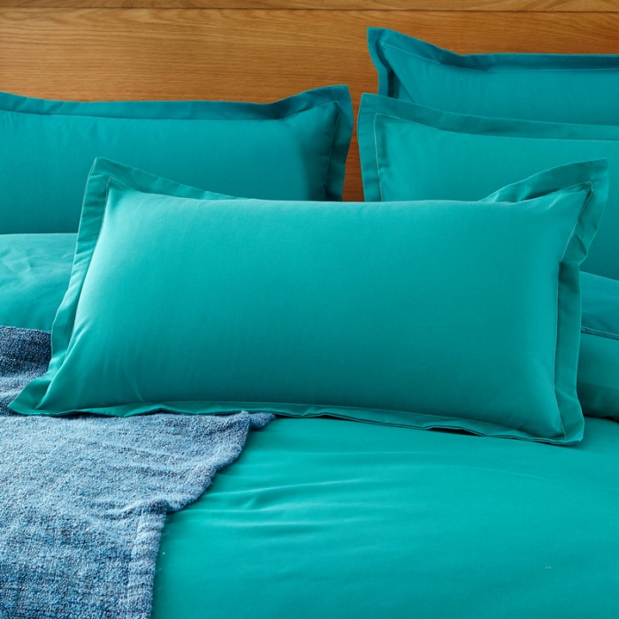 91家纺网 家纺一手货源 找家纺 贝拉梦 全活性芦荟棉纯色双拼四件套 纯色湖绿