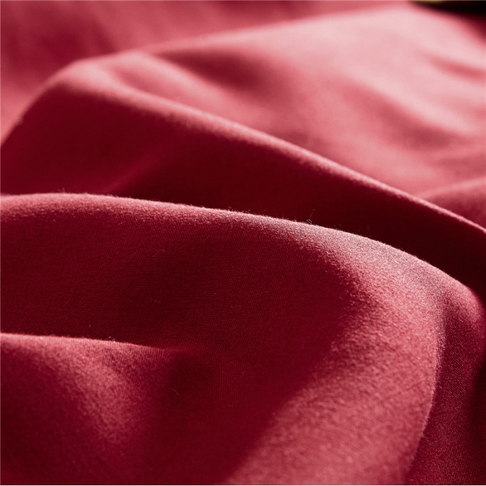 91家纺网 家纺一手货源 找家纺 贝拉梦 全活性芦荟棉纯色双拼四件套 纯色酒红