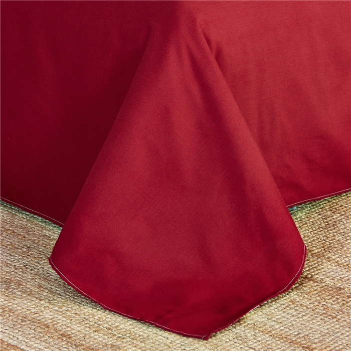 91家纺网 家纺一手货源 找家纺 贝拉梦 全活性芦荟棉纯色双拼四件套 纯色酒红