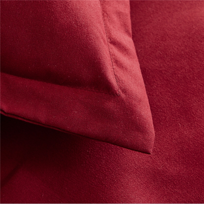 91家纺网 家纺一手货源 找家纺 贝拉梦 全活性芦荟棉纯色双拼四件套 纯色酒红