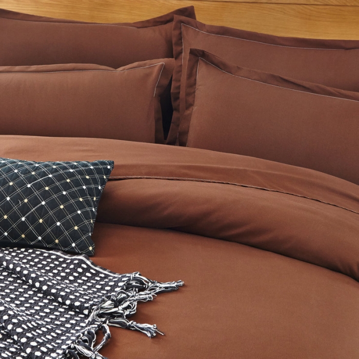 91家纺网 家纺一手货源 找家纺 贝拉梦 全活性芦荟棉纯色双拼四件套 纯色咖啡
