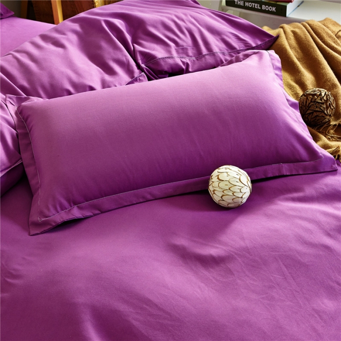 91家纺网 家纺一手货源 找家纺 贝拉梦 全活性芦荟棉纯色双拼四件套 纯色魅紫