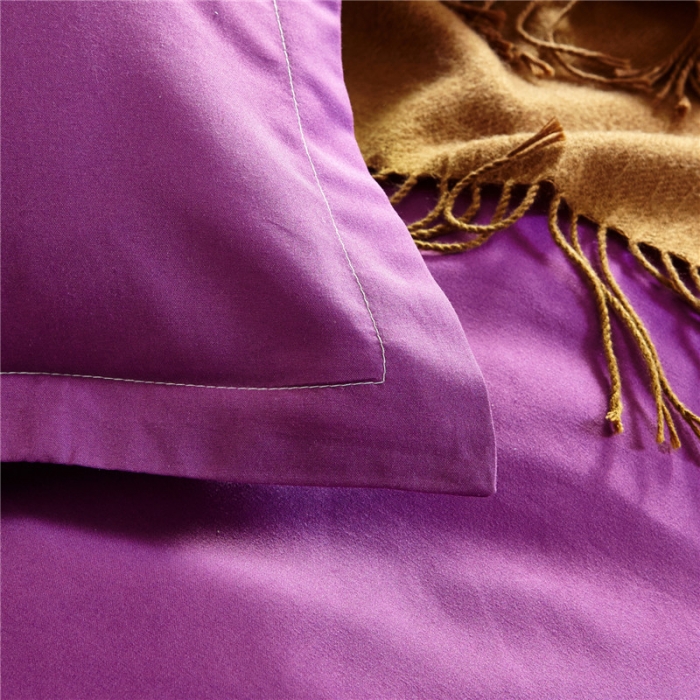 91家纺网 家纺一手货源 找家纺 贝拉梦 全活性芦荟棉纯色双拼四件套 纯色魅紫