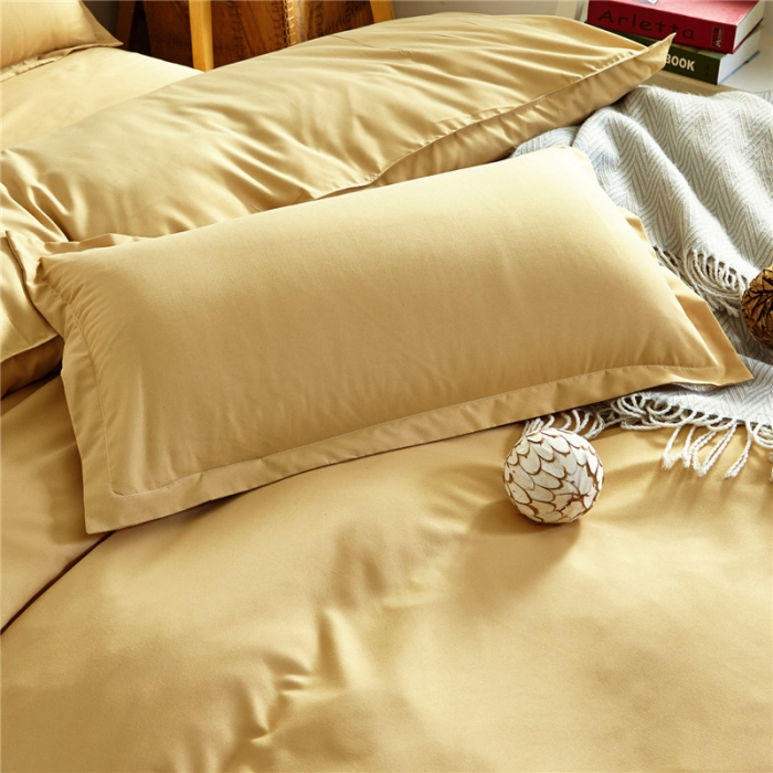 91家纺网 家纺一手货源 找家纺 贝拉梦 全活性芦荟棉纯色双拼四件套 纯色驼色