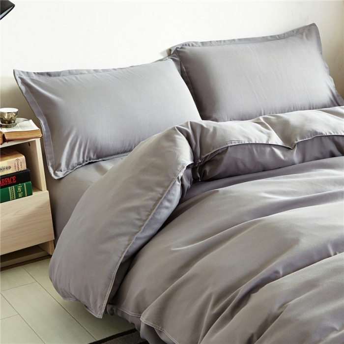 91家纺网 家纺一手货源 找家纺 贝拉梦 全活性芦荟棉纯色双拼四件套 纯色银灰