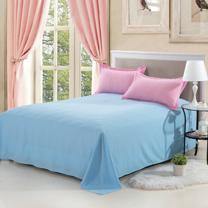 91家纺网 家纺一手货源 找家纺 贝拉梦 全活性芦荟棉纯色双拼四件套  粉色兰