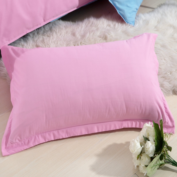 91家纺网 家纺一手货源 找家纺 贝拉梦 全活性芦荟棉纯色双拼四件套  粉色兰