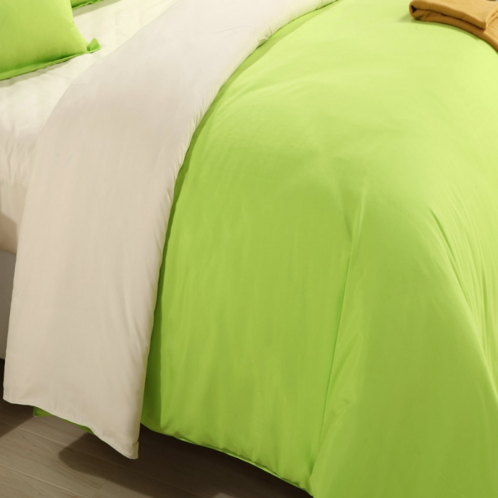 91家纺网 家纺一手货源 找家纺 贝拉梦 全活性芦荟棉纯色双拼四件套  果绿米