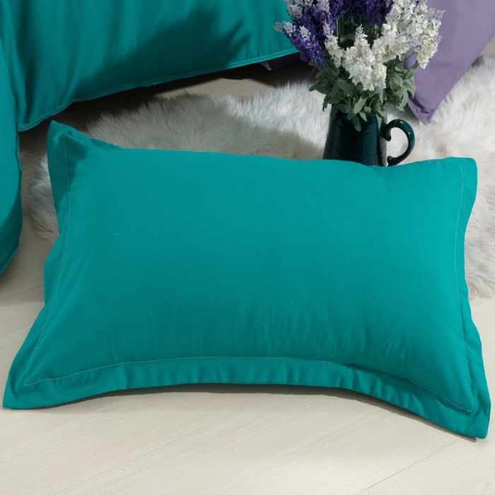 91家纺网 家纺一手货源 找家纺 贝拉梦 全活性芦荟棉纯色双拼四件套 湖绿茄