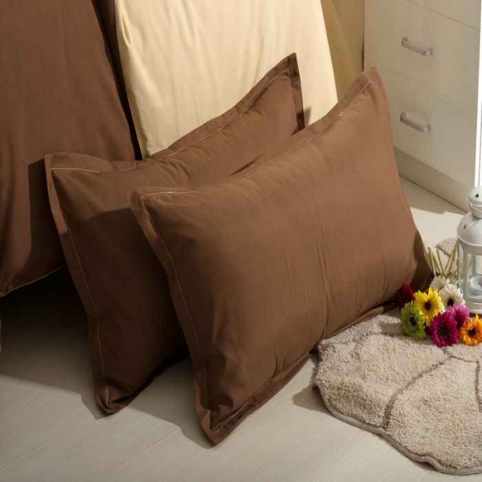 91家纺网 家纺一手货源 找家纺 贝拉梦 全活性芦荟棉纯色双拼四件套 咖啡金