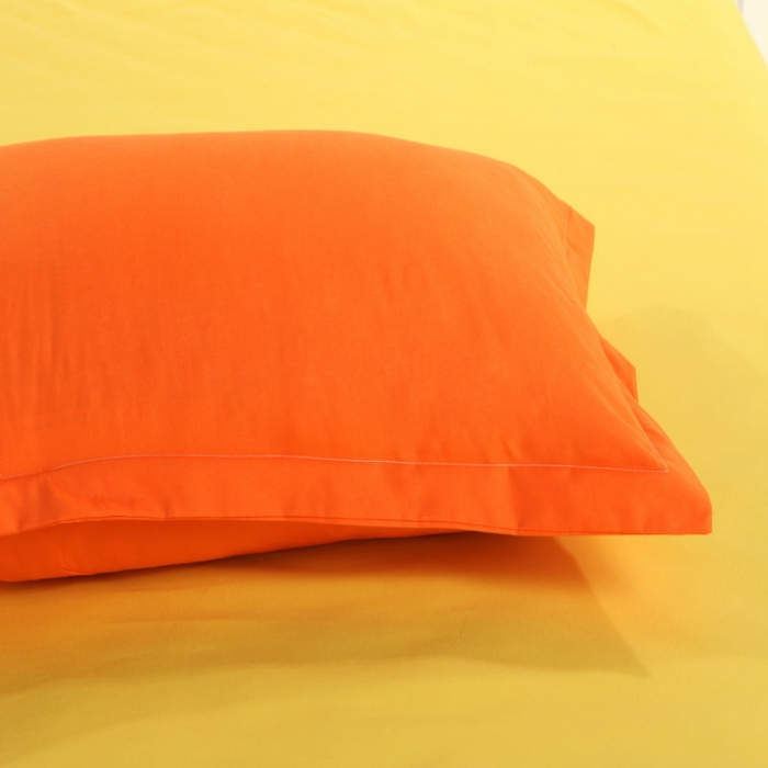 91家纺网 家纺一手货源 找家纺 贝拉梦 全活性芦荟棉纯色双拼四件套 靓橙黄