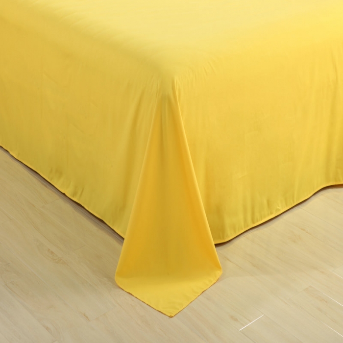 91家纺网 家纺一手货源 找家纺 贝拉梦 全活性芦荟棉纯色双拼四件套 靓橙黄