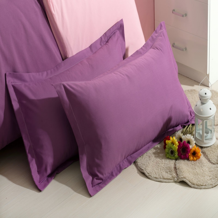 91家纺网 家纺一手货源 找家纺 贝拉梦 全活性芦荟棉纯色双拼四件套 魅紫玉