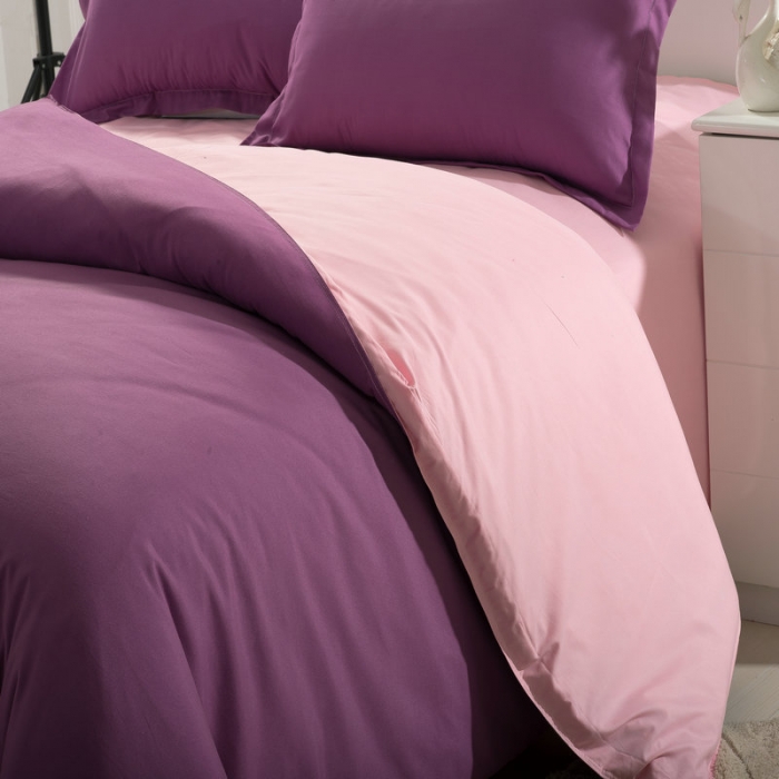 91家纺网 家纺一手货源 找家纺 贝拉梦 全活性芦荟棉纯色双拼四件套 魅紫玉