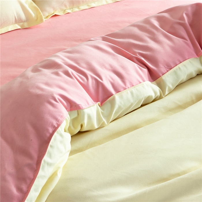 91家纺网 家纺一手货源 找家纺 贝拉梦 全活性芦荟棉纯色双拼四件套 奶白玉