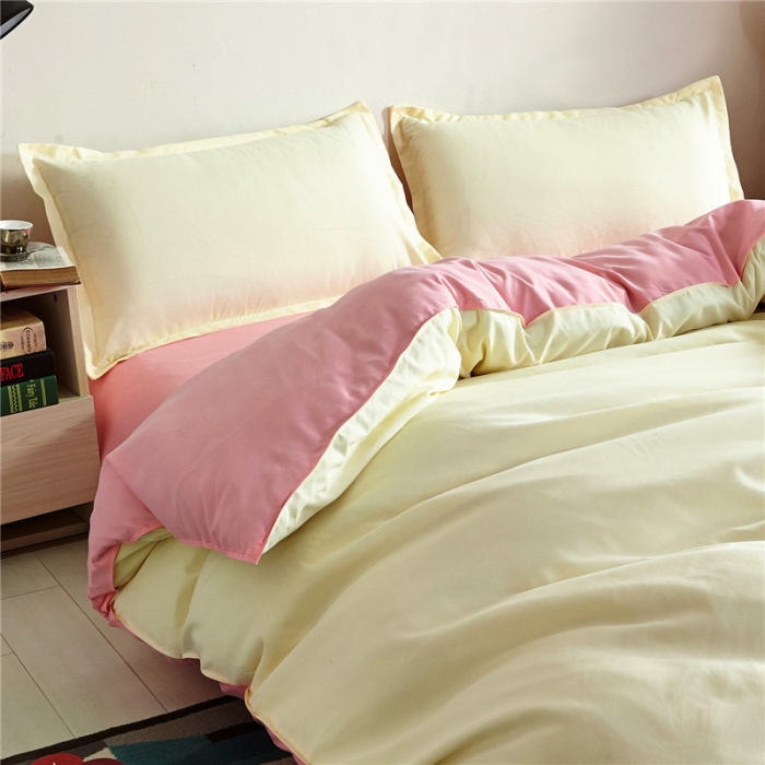 91家纺网 家纺一手货源 找家纺 贝拉梦 全活性芦荟棉纯色双拼四件套 奶白玉