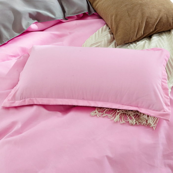 91家纺网 家纺一手货源 找家纺 贝拉梦 全活性芦荟棉纯色双拼四件套 浅紫灰