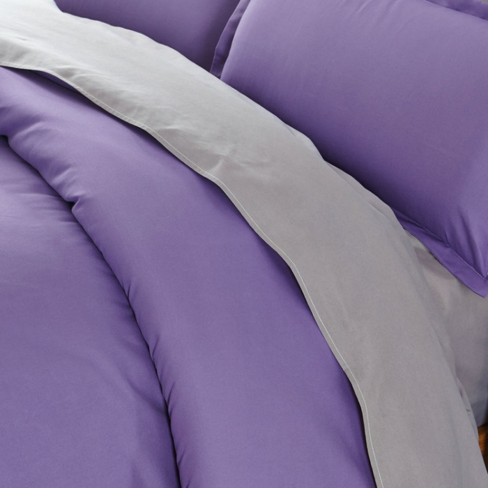 91家纺网 家纺一手货源 找家纺 贝拉梦 全活性芦荟棉纯色双拼四件套 烟熏灰