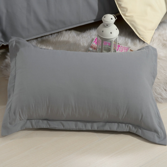 91家纺网 家纺一手货源 找家纺 贝拉梦 全活性芦荟棉纯色双拼四件套 银灰米