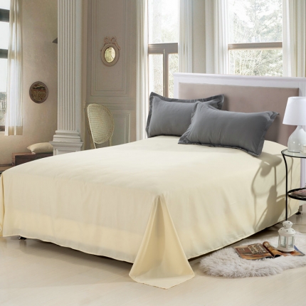 贝拉梦 全活性芦荟棉纯色双拼四件套 银灰米