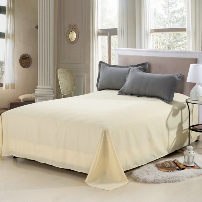 91家纺网 家纺一手货源 找家纺 贝拉梦 全活性芦荟棉纯色双拼四件套 银灰米