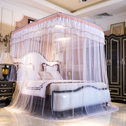 91家纺网 家纺一手货源 找家纺 (总)卓尔居 A12白蝶伸缩U型钓鱼竿宫廷落地蚊帐