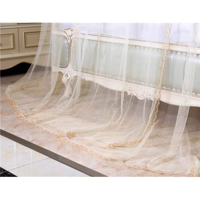 91家纺网 家纺一手货源 找家纺 卓尔居 A15烟波伸缩U型钓鱼竿宫廷落地蚊帐黄色