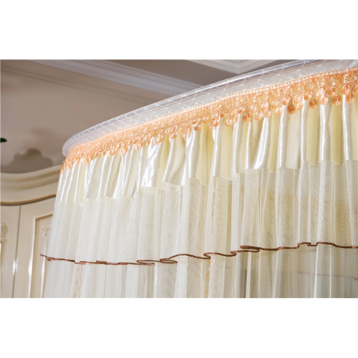 91家纺网 家纺一手货源 找家纺 卓尔居 A15烟波伸缩U型钓鱼竿宫廷落地蚊帐黄色