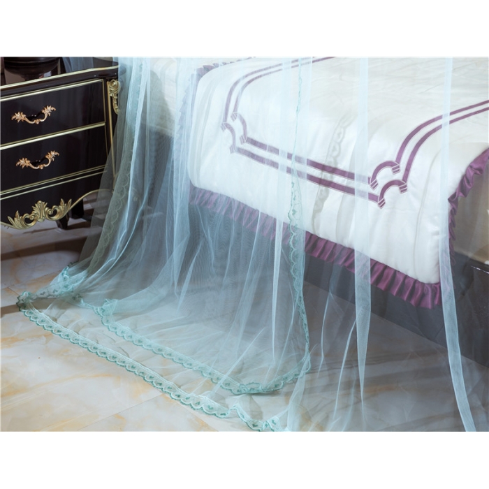 91家纺网 家纺一手货源 找家纺 卓尔居 A15烟波伸缩U型钓鱼竿宫廷落地蚊帐水绿