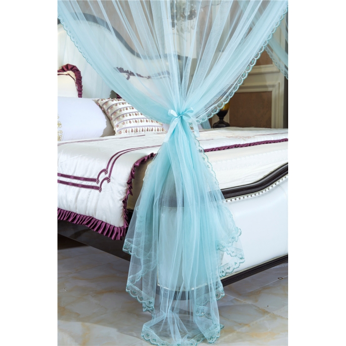 91家纺网 家纺一手货源 找家纺 卓尔居 A15烟波伸缩U型钓鱼竿宫廷落地蚊帐水绿