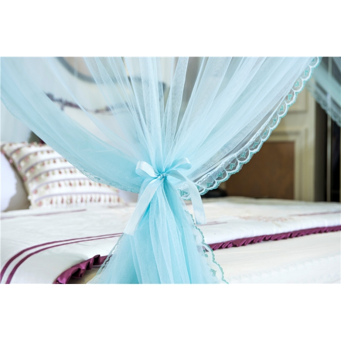 91家纺网 家纺一手货源 找家纺 卓尔居 A15烟波伸缩U型钓鱼竿宫廷落地蚊帐水绿