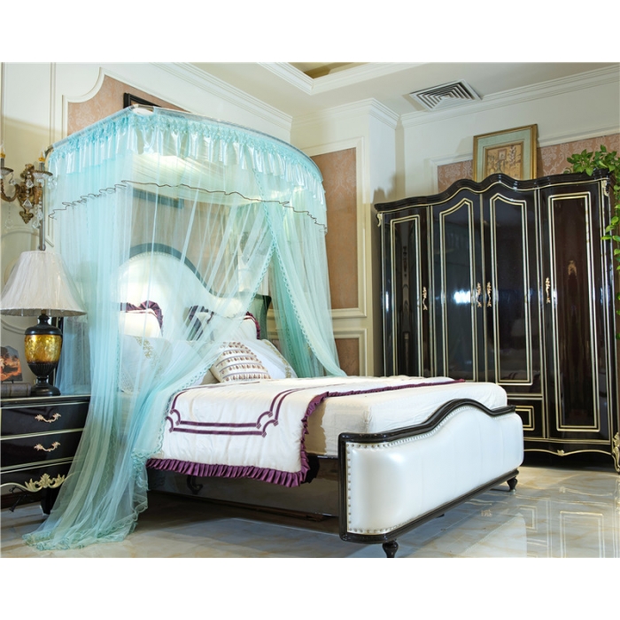 91家纺网 家纺一手货源 找家纺 卓尔居 A15烟波伸缩U型钓鱼竿宫廷落地蚊帐水绿