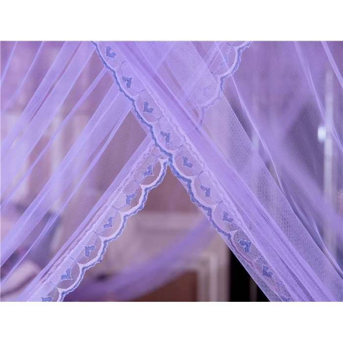 91家纺网 家纺一手货源 找家纺 卓尔居 A12白蝶伸缩U型钓鱼竿宫廷落地蚊帐紫色