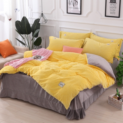 91家纺网 家纺一手货源 找家纺 卓尔居 魔法绒四件套 黄