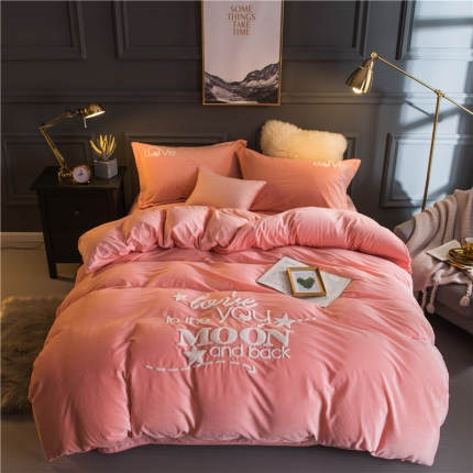 91家纺网 家纺一手货源 找家纺 （总）卓尔居 法莱绒水晶绒毛巾绣四件套爱你每一天