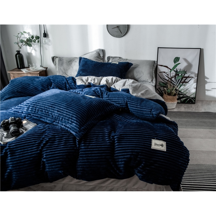 91家纺网 家纺一手货源 找家纺 卓尔居 魔法绒四件套 藏青