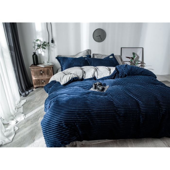 91家纺网 家纺一手货源 找家纺 卓尔居 魔法绒四件套 藏青