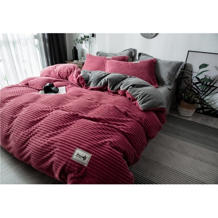 91家纺网 家纺一手货源 找家纺 卓尔居 魔法绒四件套 枣红