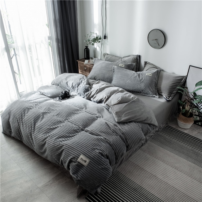 91家纺网 家纺一手货源 找家纺 卓尔居 魔法绒四件套 中灰