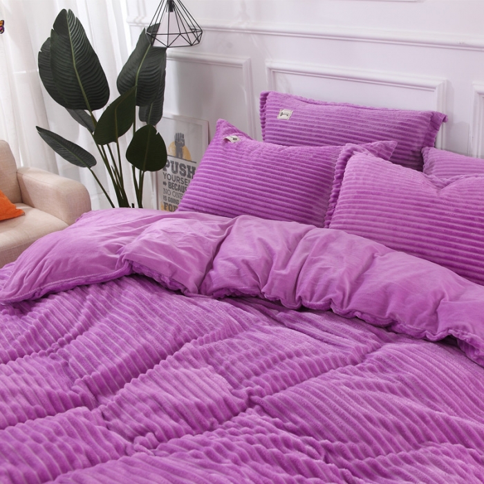 91家纺网 家纺一手货源 找家纺 卓尔居 魔法绒四件套 紫