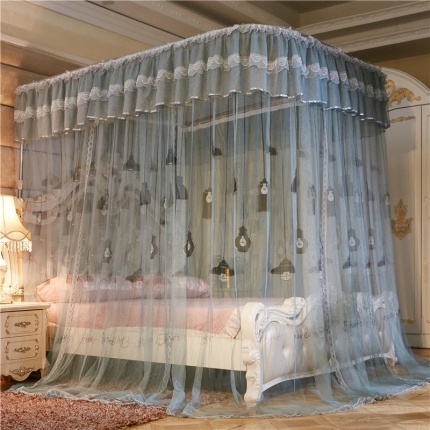 91家纺网 家纺一手货源 找家纺 卓尔居 印花道轨U型蚊帐美好未来系列 淡灰