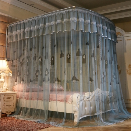 91家纺网 家纺一手货源 找家纺 卓尔居 印花伸缩钓鱼竿蚊帐美好未来系列 淡灰