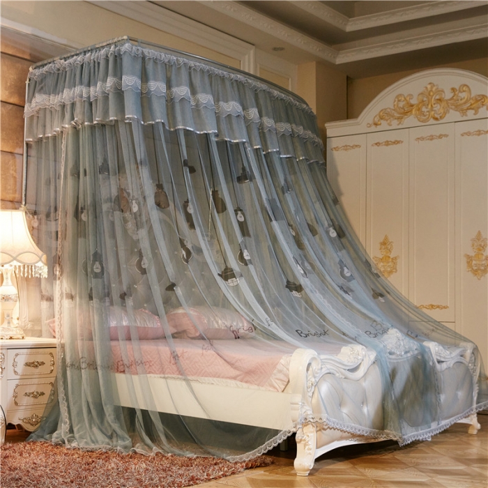 91家纺网 家纺一手货源 找家纺 卓尔居 印花伸缩钓鱼竿蚊帐美好未来系列 淡灰