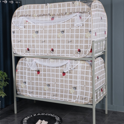 91家纺网 家纺一手货源 找家纺 卓尔居 2019新款学生免安装床帘蚊帐 菠萝蜜