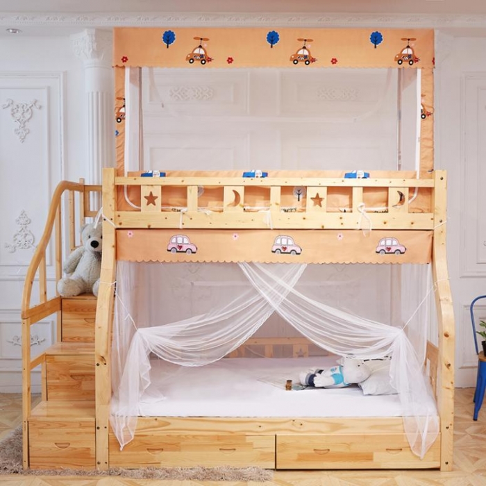 91家纺网 家纺一手货源 找家纺 卓尔居系绳款子母床上下铺蚊帐学生床帘一体蚊帐遮光蚊帐可爱汽车