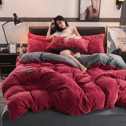 91家纺网 家纺一手货源 找家纺 （总）卓尔居 2019法莱绒麦穗花保暖珊瑚绒四件套