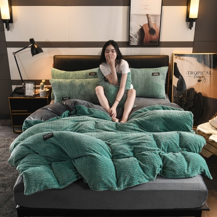 91家纺网 家纺一手货源 找家纺 （总）卓尔居 2019法莱绒麦穗花保暖珊瑚绒四件套