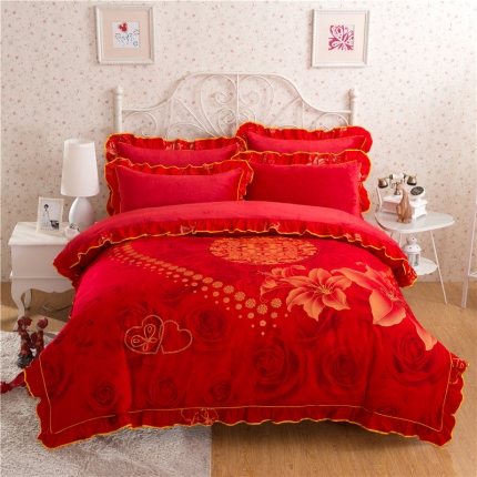 91家纺网 家纺一手货源 找家纺 (总)意尚风情 0920 韩版磨毛加厚 水晶绒四件套