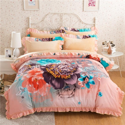 91家纺网 家纺一手货源 找家纺 (总)意尚风情 0920 韩版磨毛加厚 水晶绒四件套